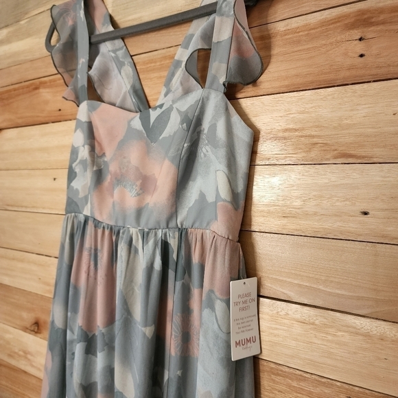 Show me your Mumu NWT June Maxi Dress Sage I Do Floral Green Blush - Picture 12 of 16